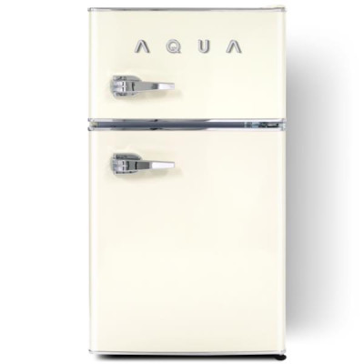AQUA 미드센츄리모던 레트로 미니 2도어 냉장고 82L 아이보리 냉장고렌탈