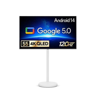 스마트 구글 5.0 OS 안드로이드 14 QLED TV 55인치 + 이동형스탠드 TV렌탈