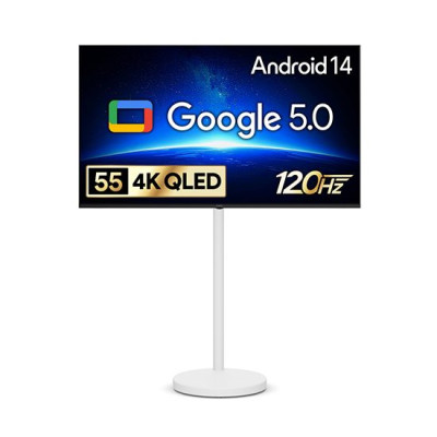 스마트 구글 5.0 OS 안드로이드 14 QLED TV 55인치 120Hz+이동형스탠드 TV렌탈